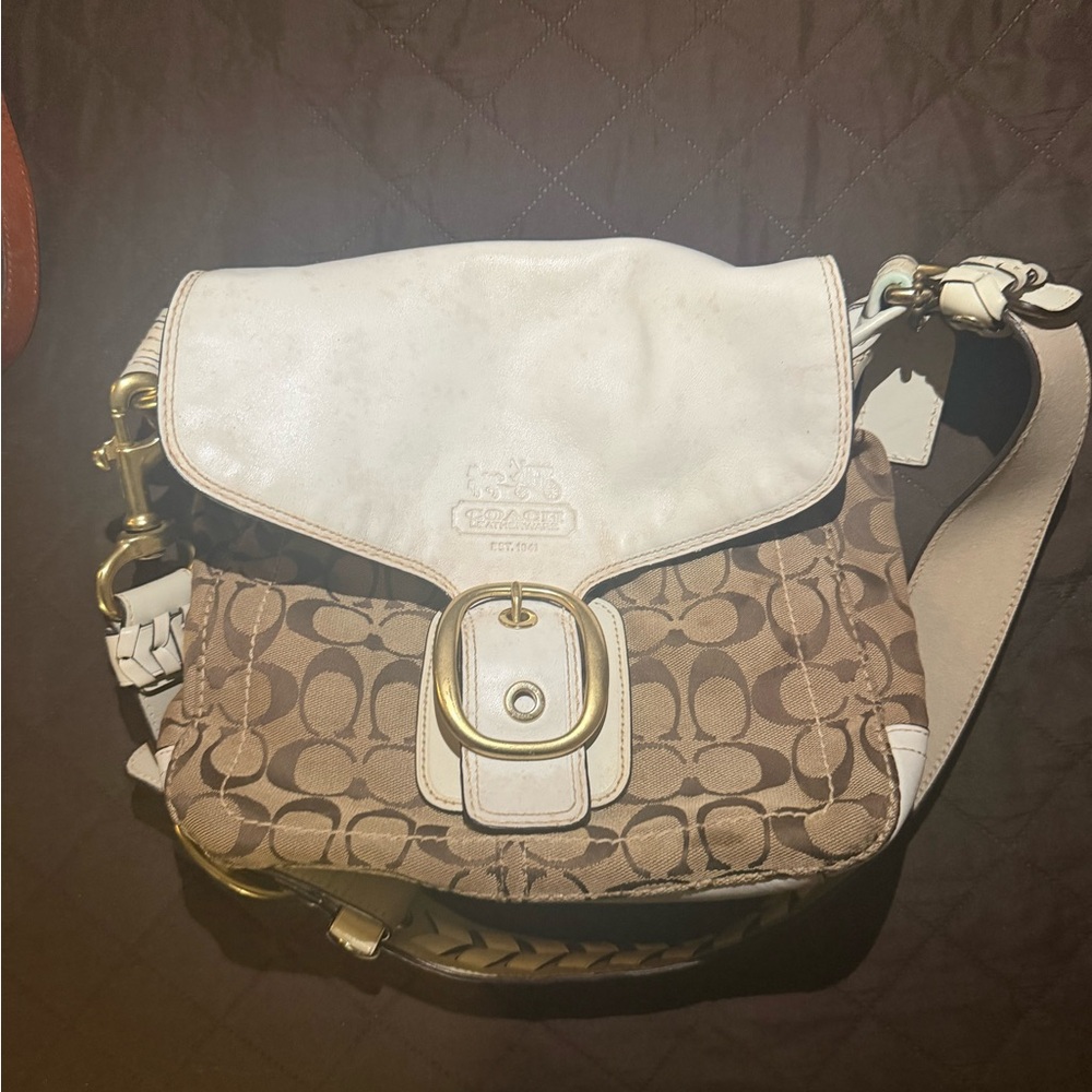 Coach Brown and Cream Crossbody Bag